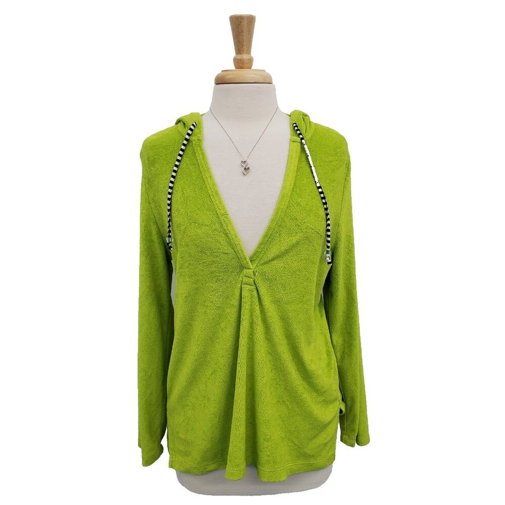 Soft Surroundings Coverup Womens Size PM Lime Green Hooded Terry Cloth Beach